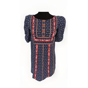 Anthropologie Akemi + Kim Blue Mini Dress Hippie Boho Embroidery XS Festival